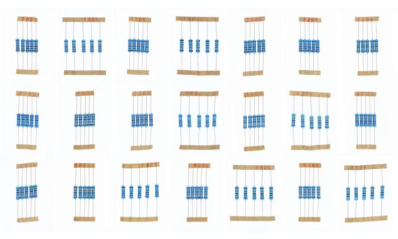 HUABAN 5 Stück * 21 Werte 2W 2 Watts 100K 120K 150K 180K 200K 220K 240K 270K 300K 330K 360K 390K 430K 470K 510K 560K 620K 680K 750K 820K 910K 1% Metallfilmwiderstand von HUABAN