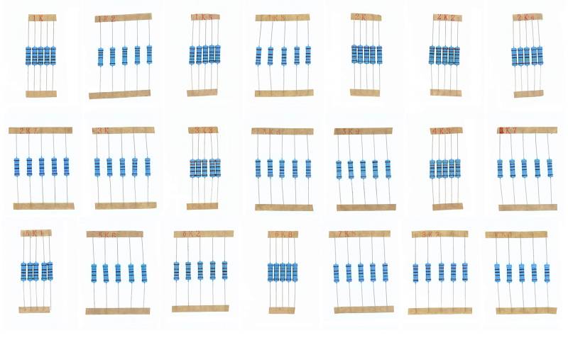 HUABAN 5 Stück * 21 Werte 2W 2 Watts 1K 1K2 1K5 1K8 2K 2K2 2K4 2K7 3K 3K3 3K6 3K9 4K3 4K7 5K1 5K6 6K2 6K8 7K5 8K2 9K1 Ohm 1% Metallfilmwiderstand von HUABAN