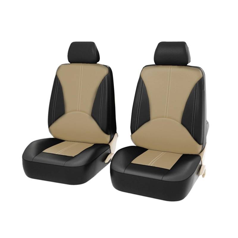 HUANGSHIJUNOUS 9/4-teiliges Autositzbezüge-Set aus atmungsaktivem Leder, Sitzschutz-Set, Auto-Innenausstattung for Autos(4PCS Beige Black) von HUANGSHIJUNOUS