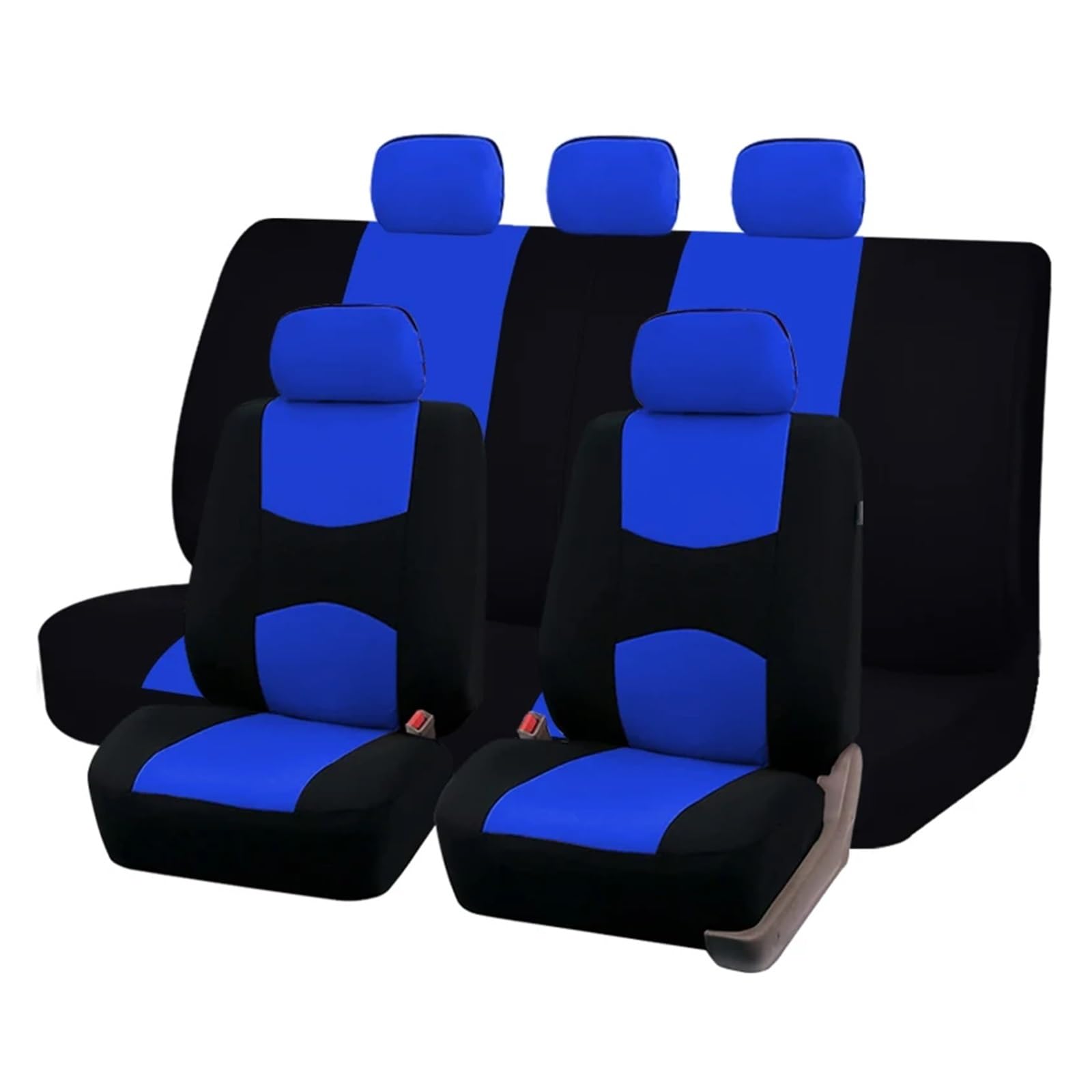 HUANGSHIJUNOUS Einfarbiger, zweifarbiger, stilvoller Autositzbezug aus Polyester, passend for die meisten Autos, SUVs und Vans, Autositzschutz(Blue Set) von HUANGSHIJUNOUS