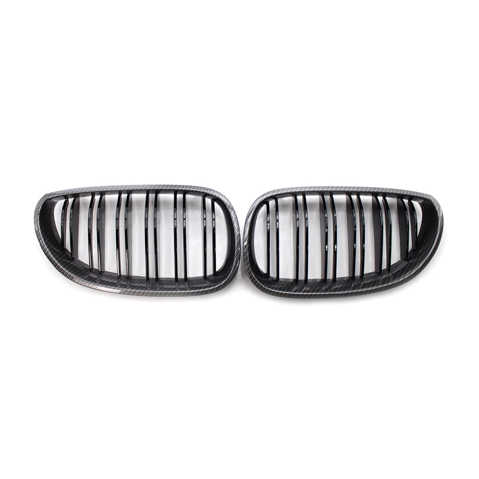 Frontgrill Zierleisten Streifen 2X Carbon Fiber Black Double Lamellen Frontnierengitter Für E60 E61 5er M5 2004-2010 von HUANTY