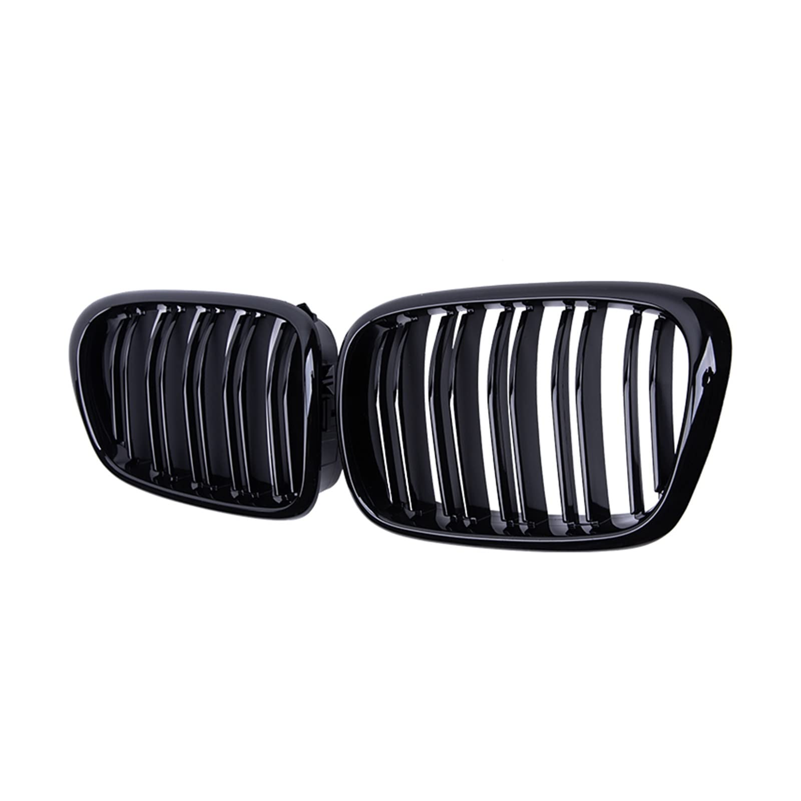 Frontgrill Zierleisten Streifen Auto-Frontstoßstangenhaube, Nierengitter, Für E39 5er-Serie 525 528 1999–2003, Zubehör Für Doppellamellengitter(Gloss Black) von HUANTY