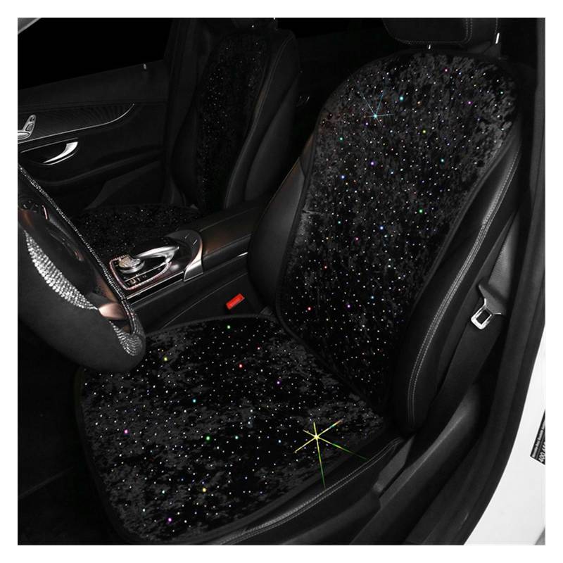 HUANTY Sitzschoner für Autositze Bling Diamond Star Plüsch Autositz Nackenkissen Strass Winter Universal Auto Sitzbezug Kissen Auto Pads Zubehör Frauen (Größe : Front and Back) von HUANTY