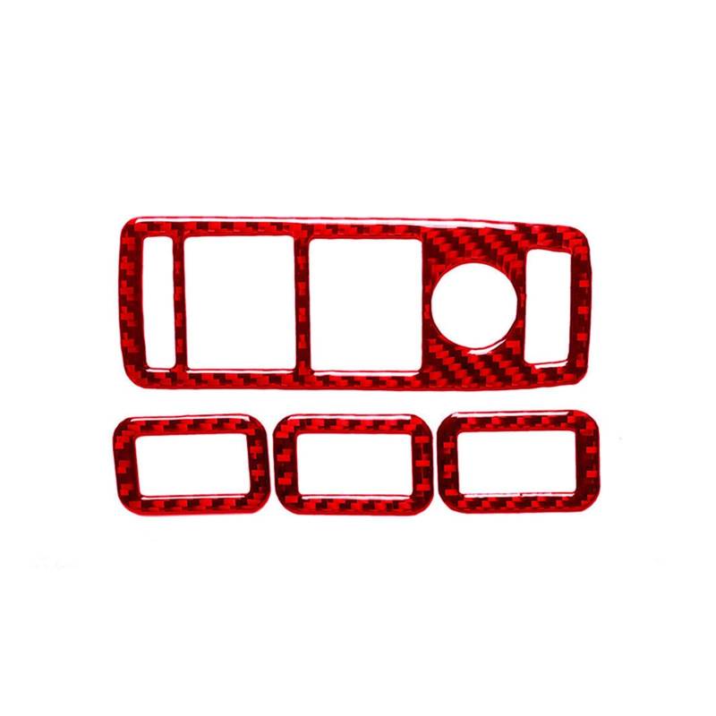 Innenzubehör 4 Stücke Red Carbon Fiber Fensterheber Schalter Panel Trim Für Modell X 2014-2019 von HUANTY