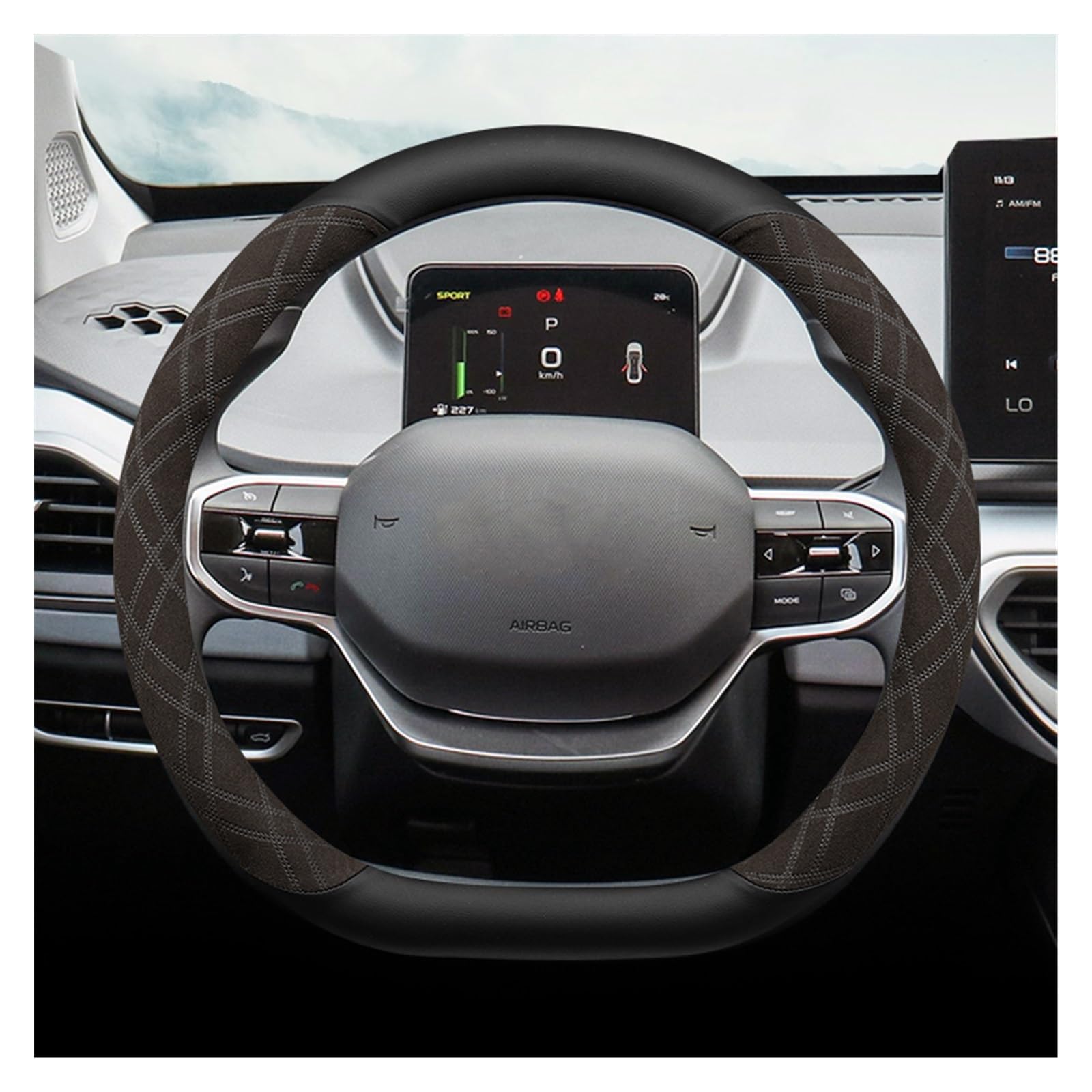 Steering wheel Cover Auto Lenkrad Abdeckung Atmungsaktive Anti Slip Innen Zubehör Für Geely Geometry C 2020 2021 2022 2023(Braun) von HUANTY