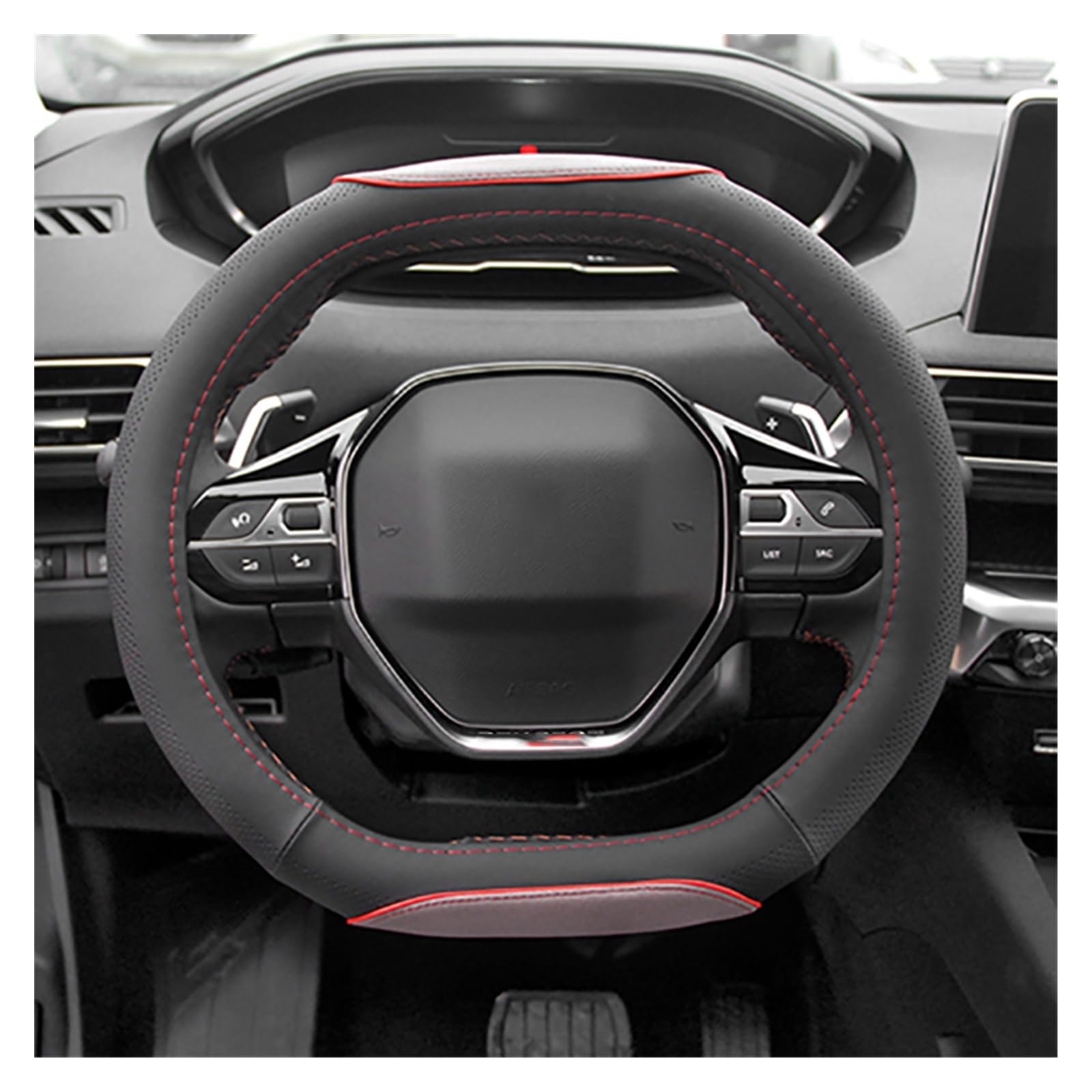 Steering wheel Cover Auto-Lenkradabdeckung, Auto-Lenkradnaben-Zubehör Für 2008 508 2019–2020 3008 4008 5008 2016–2019 208 E-208 2020(D) von HUANTY