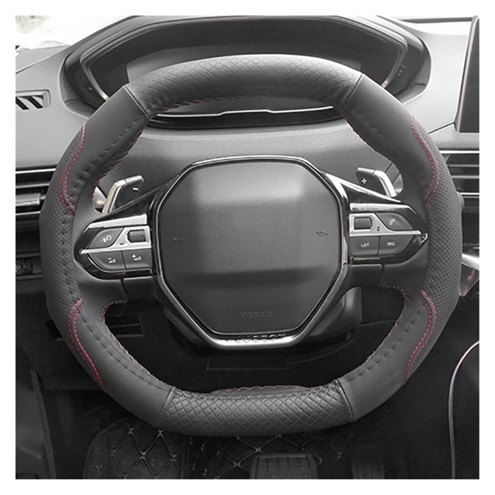 Steering wheel cover Auto-Lenkradabdeckung, Auto-Lenkradnaben-Zubehör Für 2008 508 2019–2020 3008 4008 5008 2016–2019 208 E-208 2020(EIN) von HUANTY