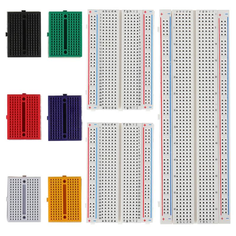 HUAREW Breadboard Kit - Mini Steckbrett 170 Punkte (6 Farben, 6 Stück) +Steckplatine 400 Punkte lötfrei (2 Stück) +Bread Board 830 Punkte (1 Stück) von HUAREW