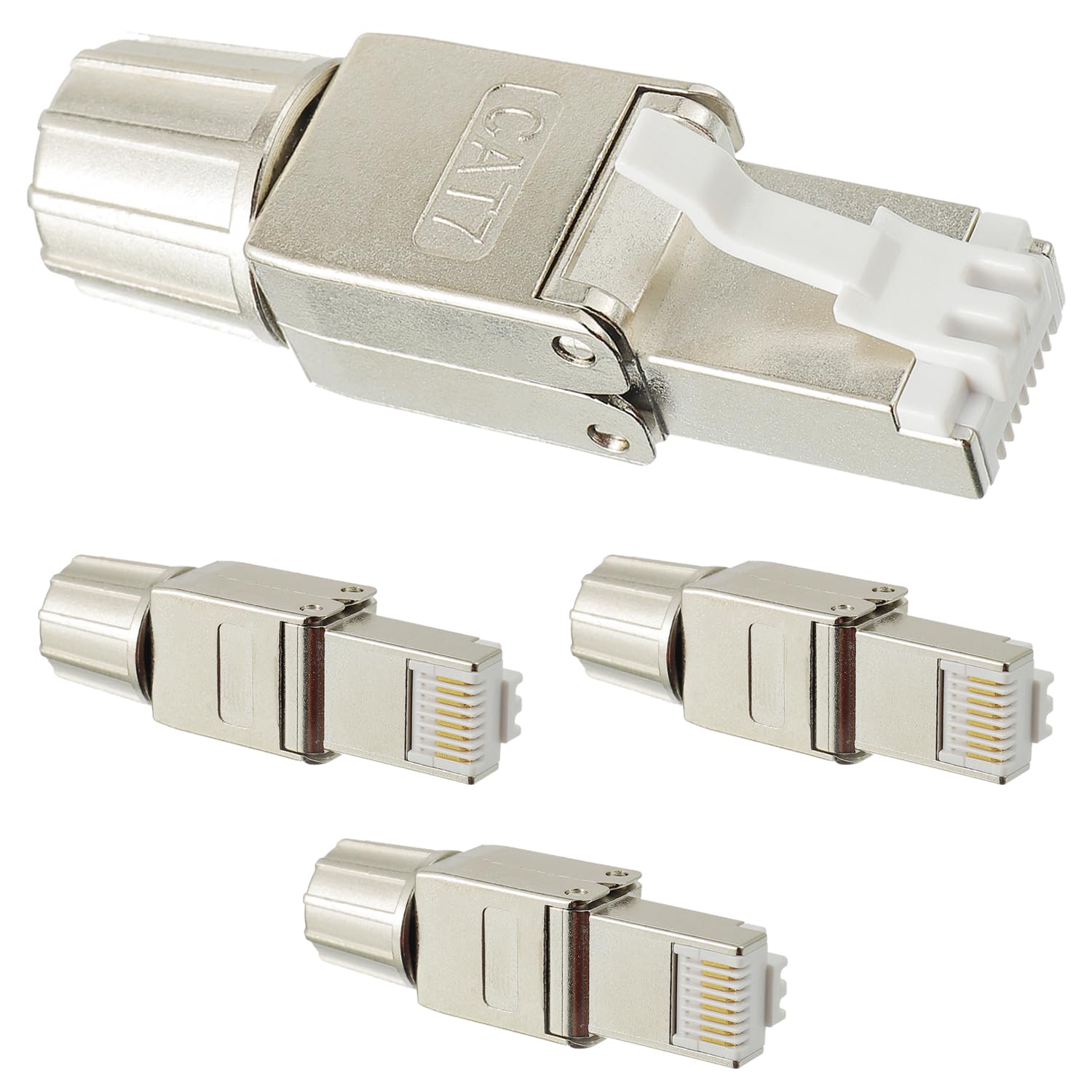 HUAREW RJ45 Netzwerkstecker CAT7 LSA Geschirmt 10 Gbps Vergoldet Gigabit Connector werkzeuglos Crimpen benutzt für Verlegekabel CAT7 CAT6a(4 Stück) von HUAREW