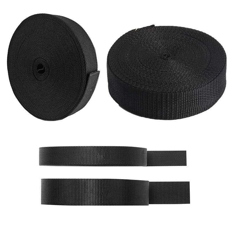 HUAZIZ 2 Rollen Schwarz Nylon Schwere Gurtband, 10 Meter/Rollen Gurtband, 1 Menge Verschiedene Breiten (15/25mm), für Heimwerker, Gepäckgurt, Haustierhalsband, Rucksack von HUAZIZ