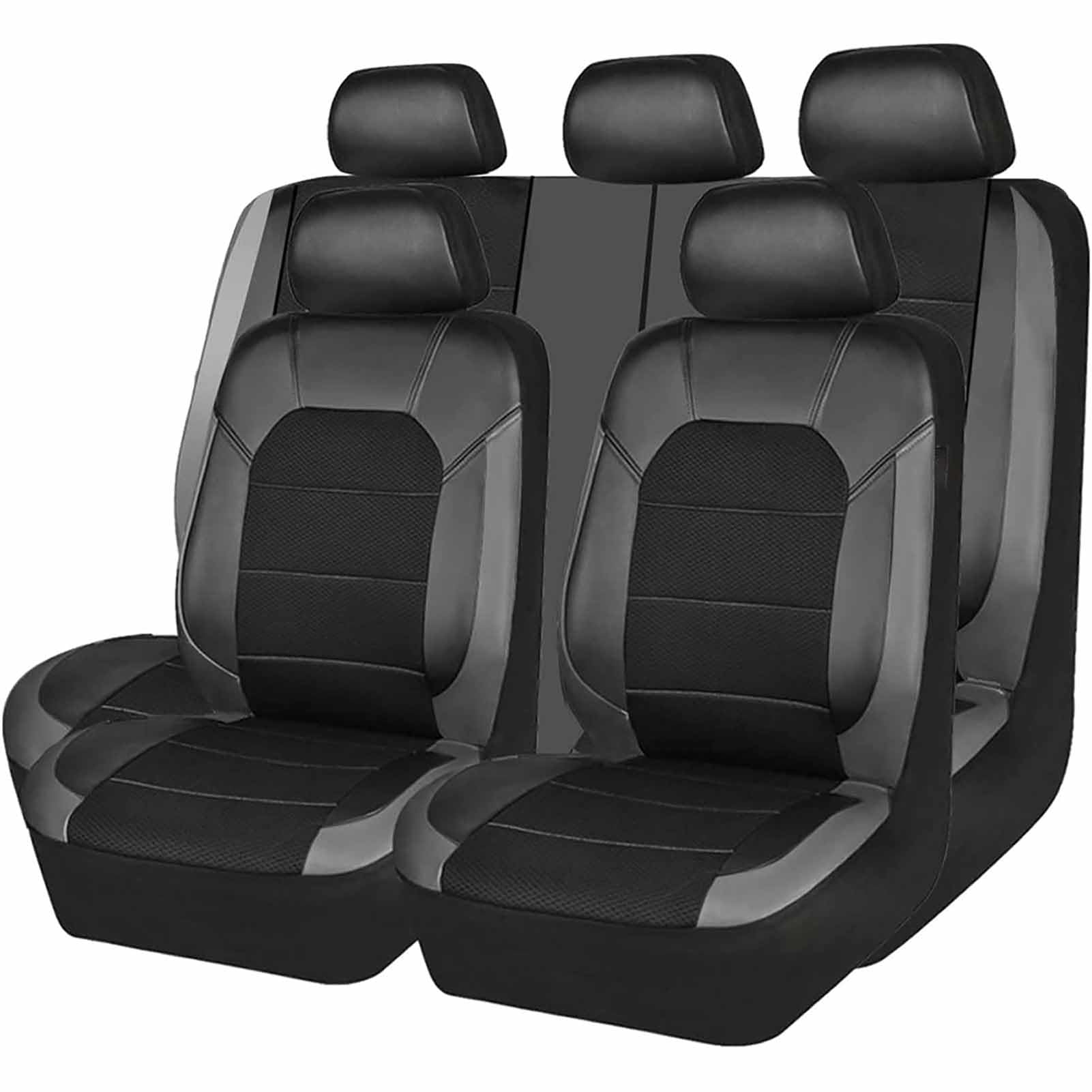 HUDJJDC 9 Stück Auto Sitzbezüge für Ford Fiesta Active VIII (Mk8) 2018 2019 2020 2021 2022 2023 2024, Allwetter Bequem Atmungsaktiv Sitzbezüge Auto, Auto Zubehör,Grey von HUDJJDC