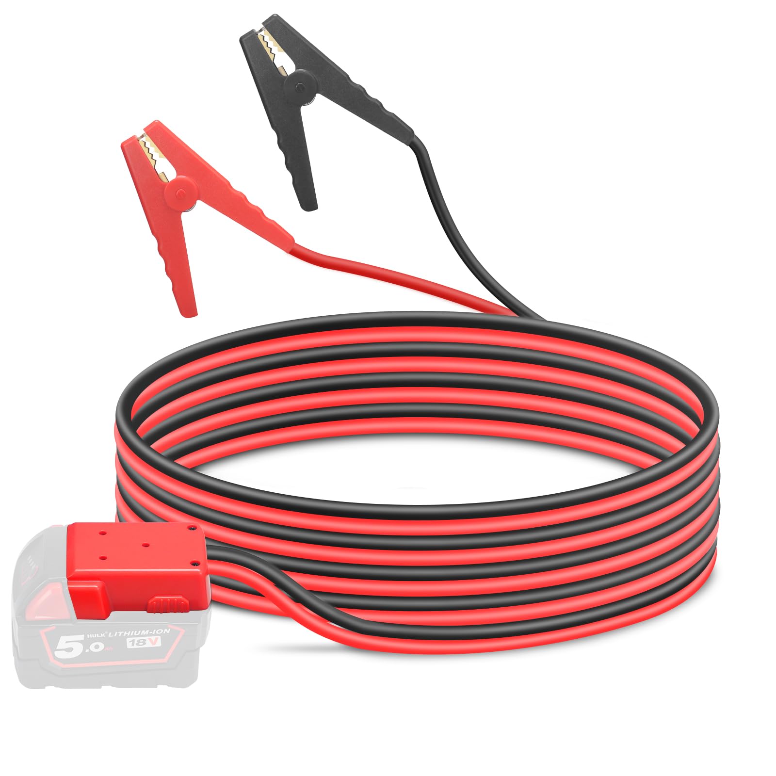 HUGOOME Kabel Power Tool Line, 1.5m 8.37mm² Starthilfekabel Klemmen für Milwaukee BL18 18V Akku-Starter, Automotive Booster Kabel von HUGOOME