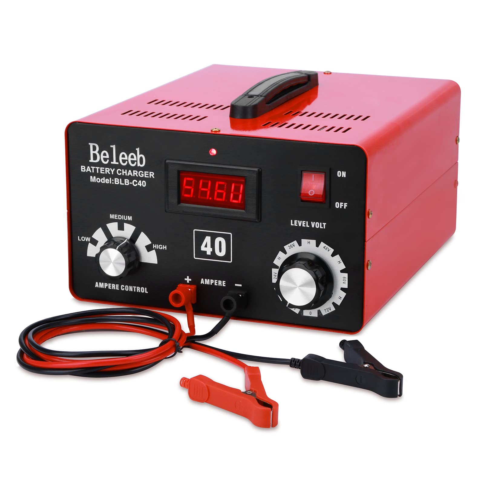 Hugoome Beleeb Serie C40 Batterieladegerät Autobatterie Ladegerät 12V 24V 36V 48V 60V 72V, Impulse von Hochspannungsbatterie-Desulfator-Erhaltungsmitteln für Blei-Säure-Lithium-Ionen-Batterien von HUGOOME