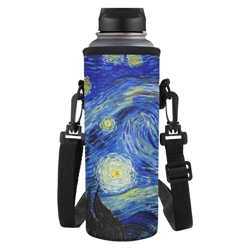 HUGS IDEA Van Gogh Wasserflaschen-Tragetasche, isoliert, Neopren, Blau mit Sternennacht von HUGS IDEA