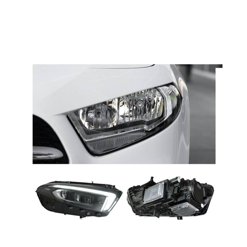 HUHASJEQ 1 Paar Scheinwerfer-Baugruppe, kompatibel for Mercedes Benz A-Klasse W177 2018–2022, Plug-and-Play mit sequenziellem DRL-Blinklicht(for Original Halogen) von HUHASJEQ