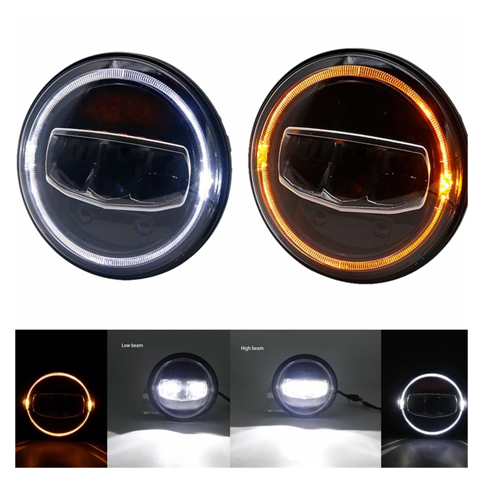 HUHASJEQ Autozubehör 7-Zoll-Scheinwerfer DRL Halo Amber Blinker kompatibel for Jeep Wrangler JK TJ CJ LJ(2pcs) von HUHASJEQ