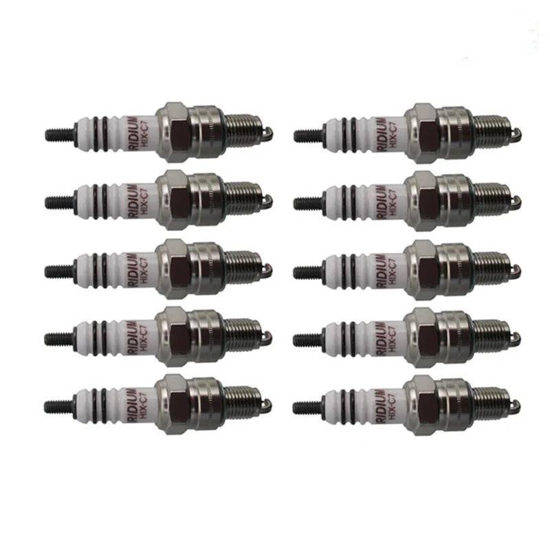 Für 50 Cc 110 125 150 160 170 180 190 Cc Moped Roller ATV Pit Dirt Bike Iridium Zündkerze HIX-C7 Zündungen Encendido Motocicleta(10pcs) von HUHNGNBZPM