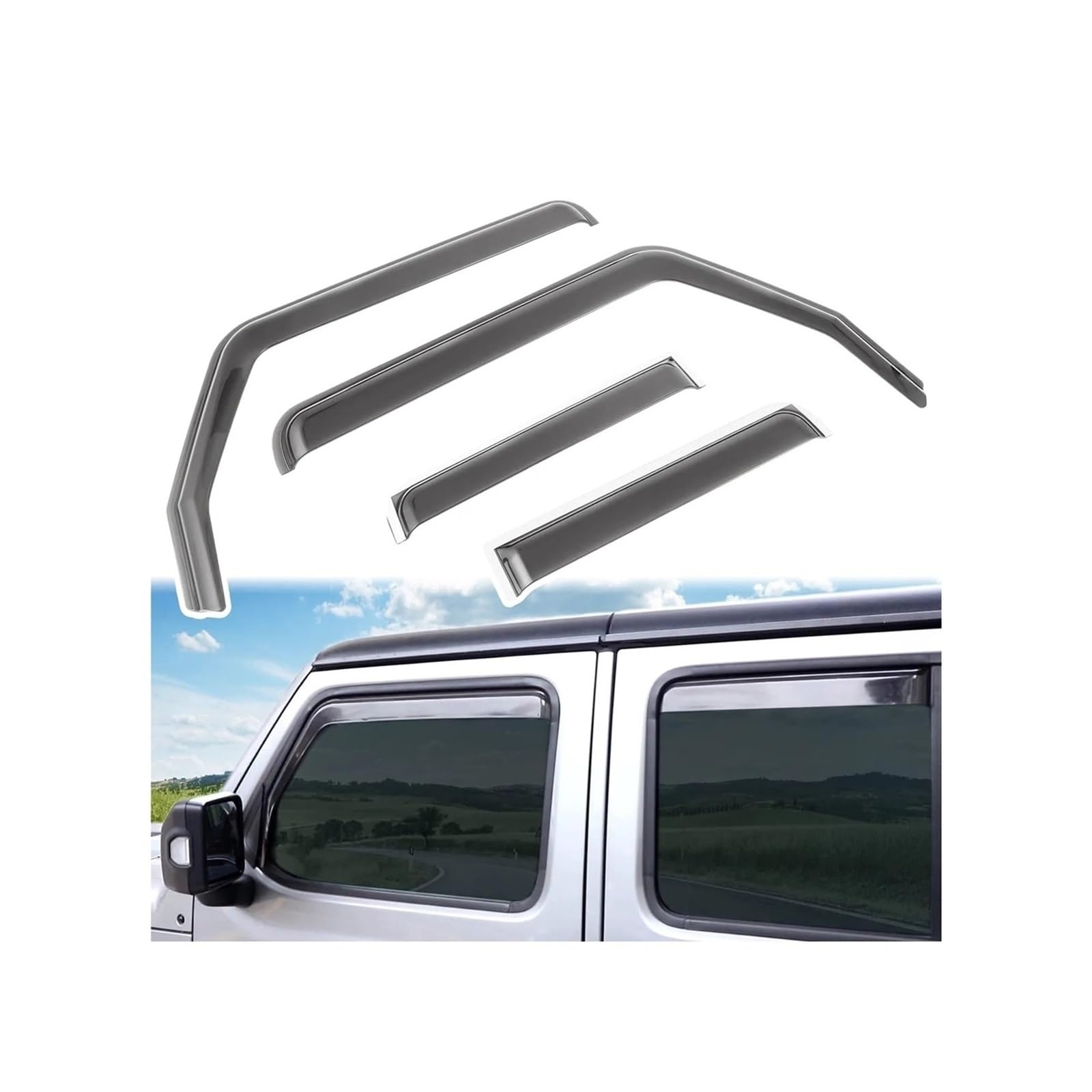 Autofenster-Sonnenblende, Windabweiser, Regenschutz, kompatibel mit Jeep Wrangler JK JL Gladiator JT 2007–2023, 4 Türen(J L 2018-2023) von HUIFFNG