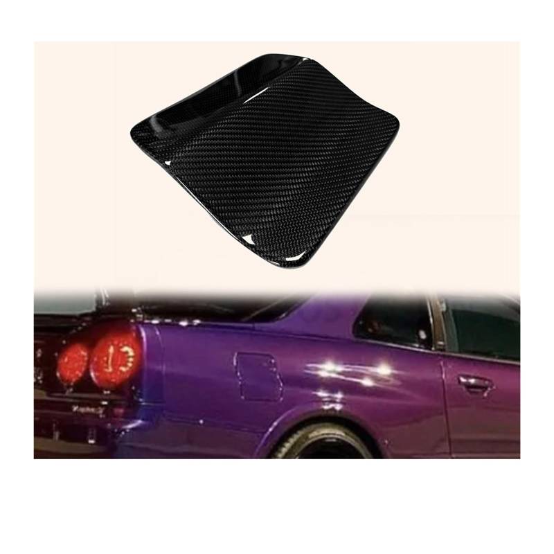 Kompatibel mit Nissan Skyline R34 (nur GTR), Carbon-Tankdeckelabdeckung im OE-Stil for den hinteren Kotflügel von HUIFFNG