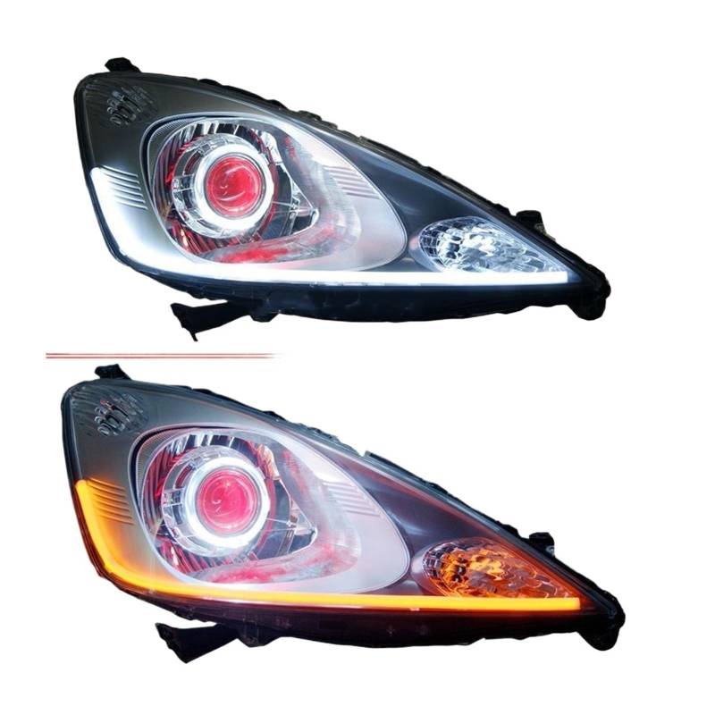 LED-Scheinwerferbaugruppe Xenon Kompatibel for Honda FIT JAZZ 2003-2013 Angel Devil Eye DRL Tagfahrlicht Lampe Autozubehör(09-13,Package 1) von HUIFFNG