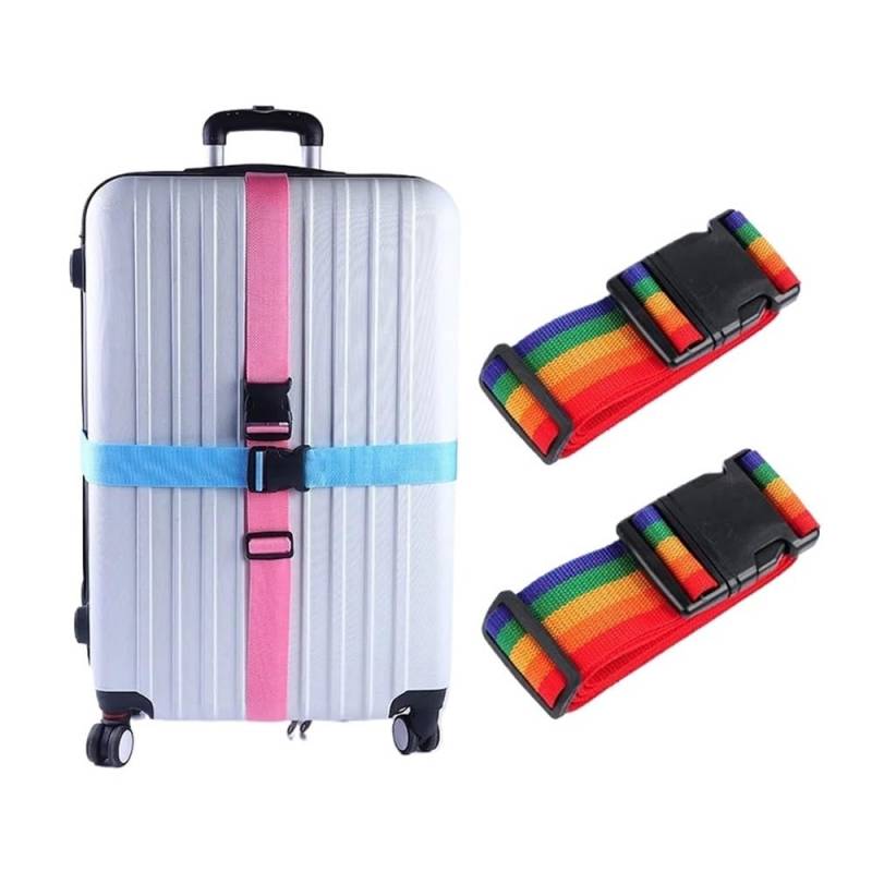 HUIJIQX Verstellbarer Gepäckgurt, Reisezubehör, Kofferzubehör, fester Gürtel, Passwortgurte für 45,7 - 86,4 cm Koffer (2 Stück, Regenbogen) von HUIJIQX