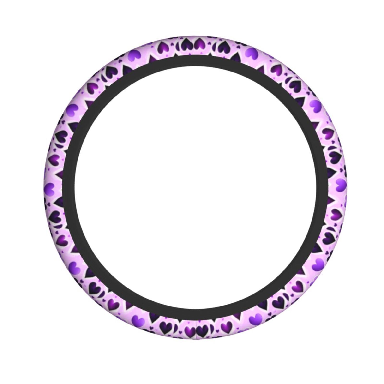 Modischer Lenkradbezug mit violettem Herzmuster, exquisit, 38,1 x 4,1 cm, passend für alle Standard-Lenkbezug-Zubehörteile von HUIKGIER