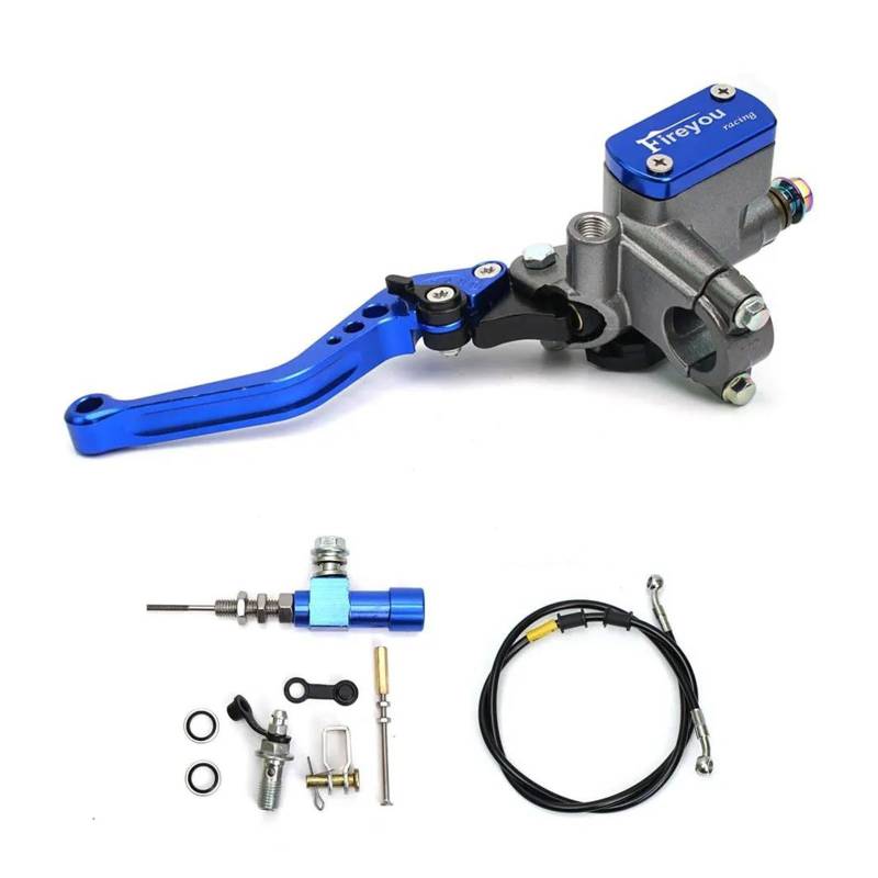 22mm Motorrad CNC Hydraulische Kupplung Kit Hebel Master Zylinder Stricken Öl Schlauch Für Racing Yamaha Kawasaki Honda Suzuki Motos(Blue-B) von HUIKO