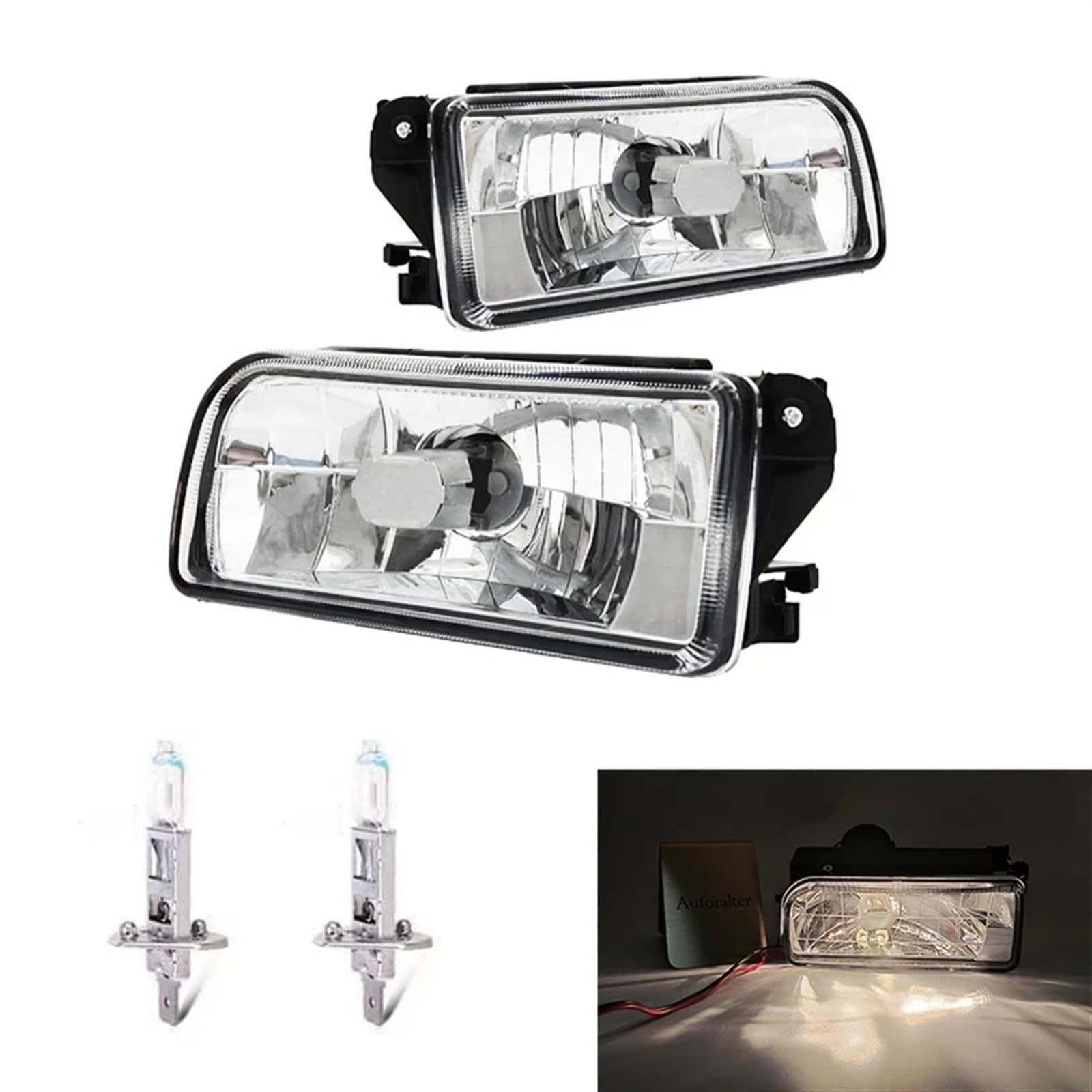 HUILA 2 stücke Fit for E36 Front Stoßstange Scheinwerfer Nebel Lampe 318i 318ti 323i 328i 1992-1998 Auto Nebel Lichter Montage 63178357389 53178357390(Pair with Bulb) von HUILA