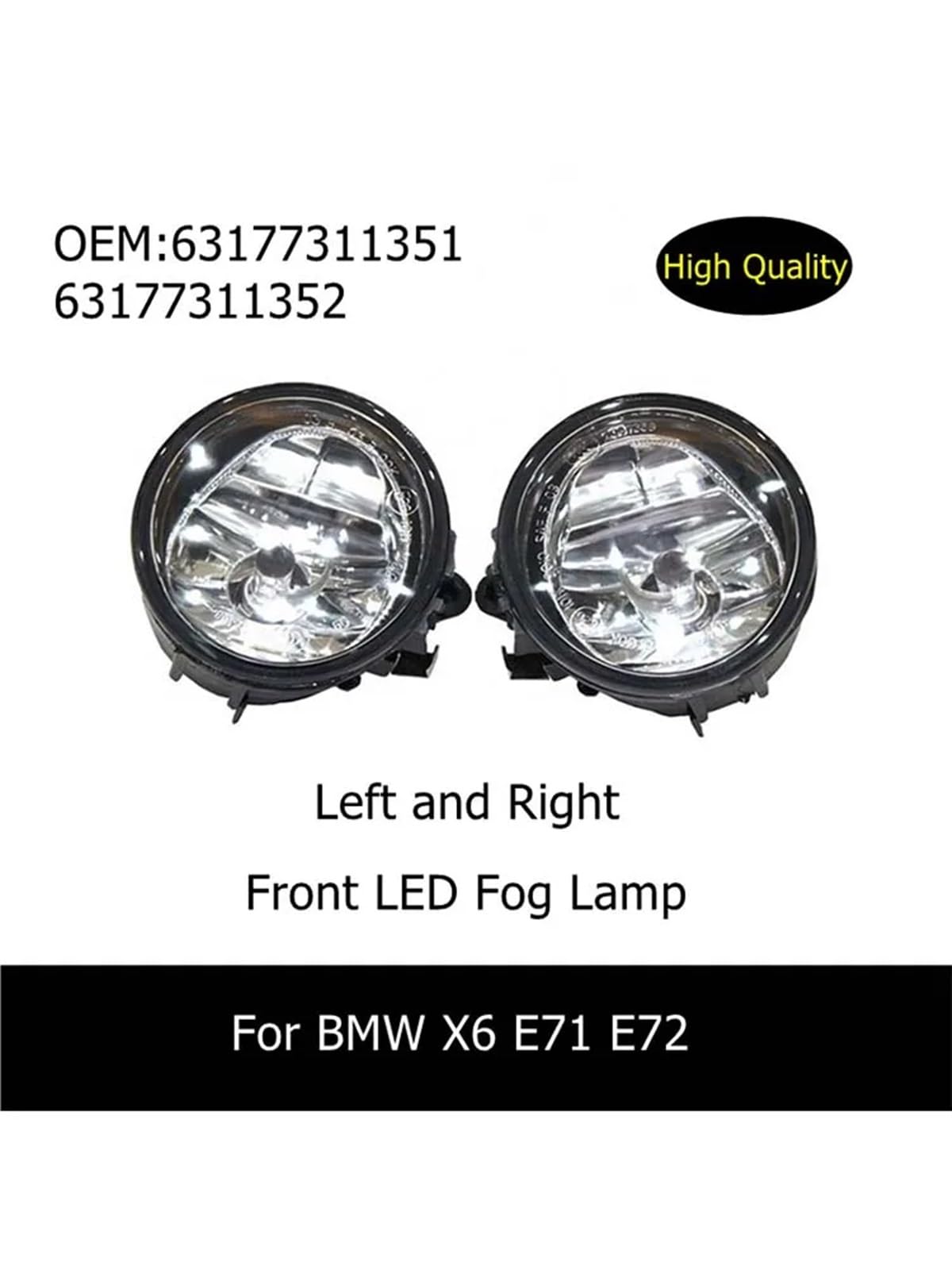 HUILA 2Pcs Fit for X6 E71 E72 LCI 2013 2014 2015 Nebelscheinwerfer Ohne Leuchtmittel Auto-Styling Auto Lichter 63177311351 63177311352(1Pair Without Bulbs) von HUILA