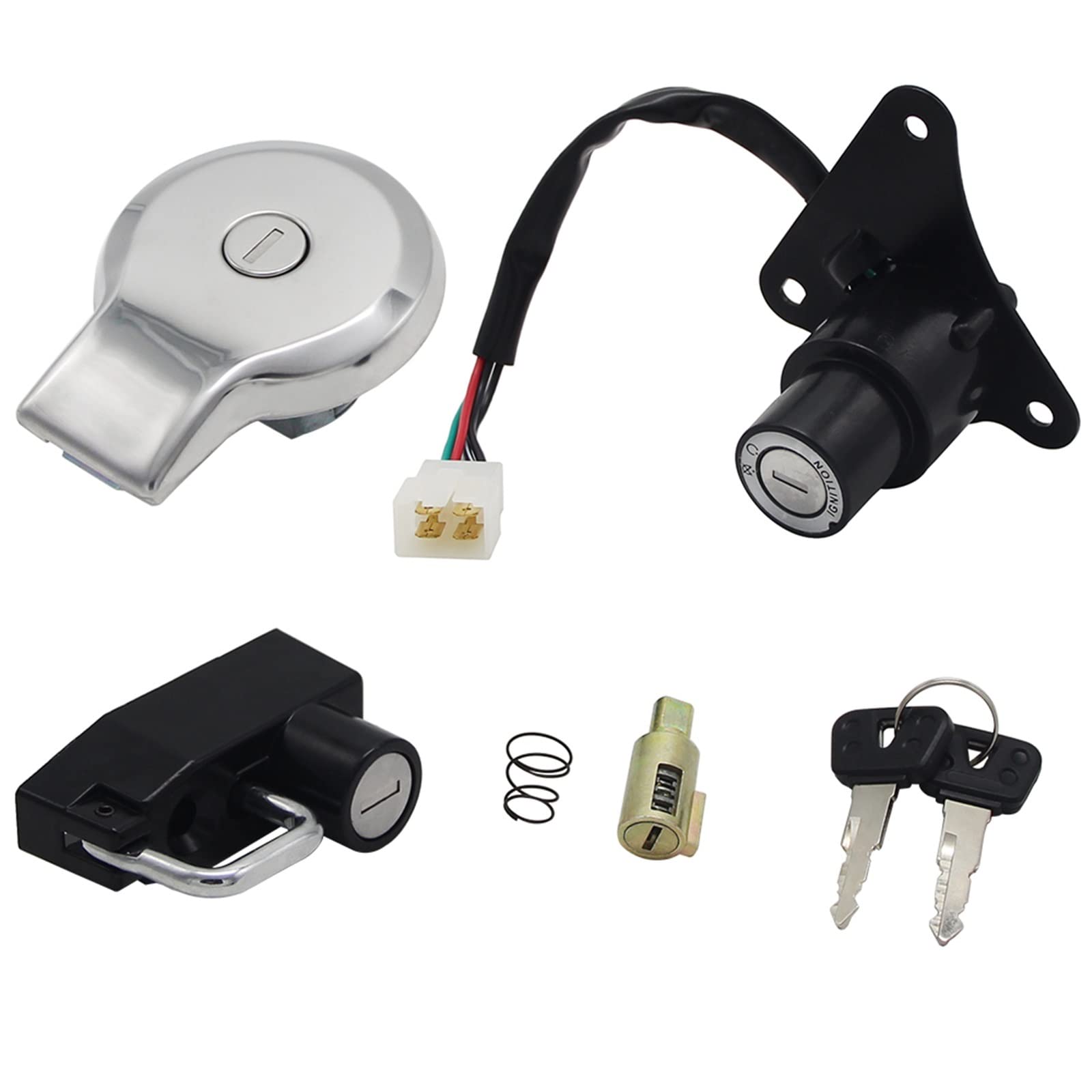 HUILA Motorrad Zündschloss Tankdeckel Abdeckung Sitz Lock Key Set Kit Fit for Yamaha XV125 Virago 125 XV250 Virago 250 von HUILA