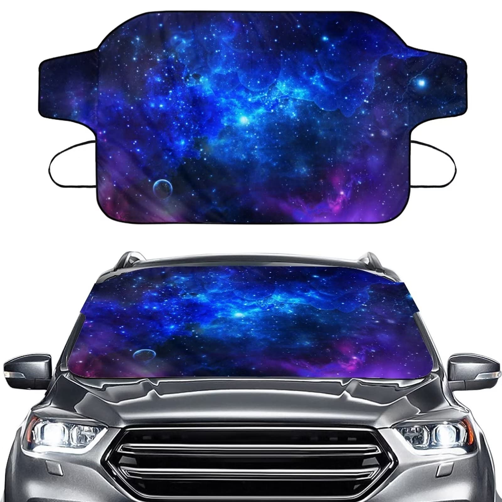 HUISEFOR Galaxy Design Windschutzscheibenabdeckung für Eis und Schnee, wasserdichter Frostschutz Winter Windschutzscheibe Schnee Eisabdeckung, Automotive Außendekoration Zubehör (55,9 * 37,7) von HUISEFOR