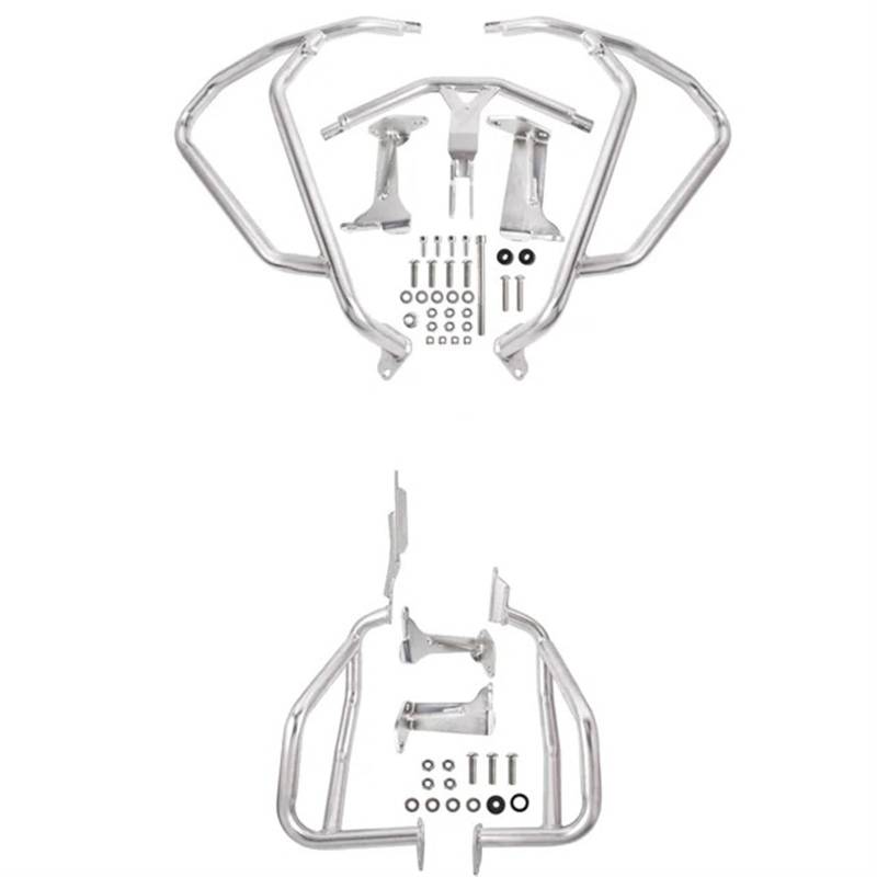 HUISI CRF 1100L Motorschutzstoßstange, Motorrad-Autobahn-Sturzbügel, passend for CRF1100L Africa Twin 2020–2022, Rahmenschutzzubehör(A Set-Silver) von HUISI