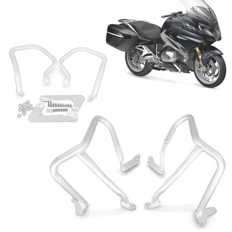 HUISI Highway Motorschutz vorne oder hinten, seitliche Satteltaschen-Crashstangen, Stoßstangenschutz, passend for BMW R1250 RT 2018–2022(Chrome-Front Only) von HUISI