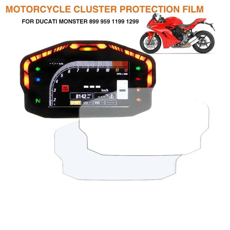 HUISI Motorrad-Cluster-Kratzschutzfolie, Displayschutzfolie, passend for Ducati Panigale 899 959 1199 1299(3 pieces) von HUISI