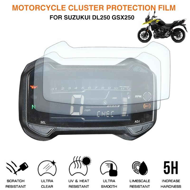 HUISI Motorrad-Cluster-Kratzschutzfolie, Displayschutzfolie, passend for Suzuki GSX250R DL 250 V-Strom VStrom250 Adventure(5 pieces) von HUISI