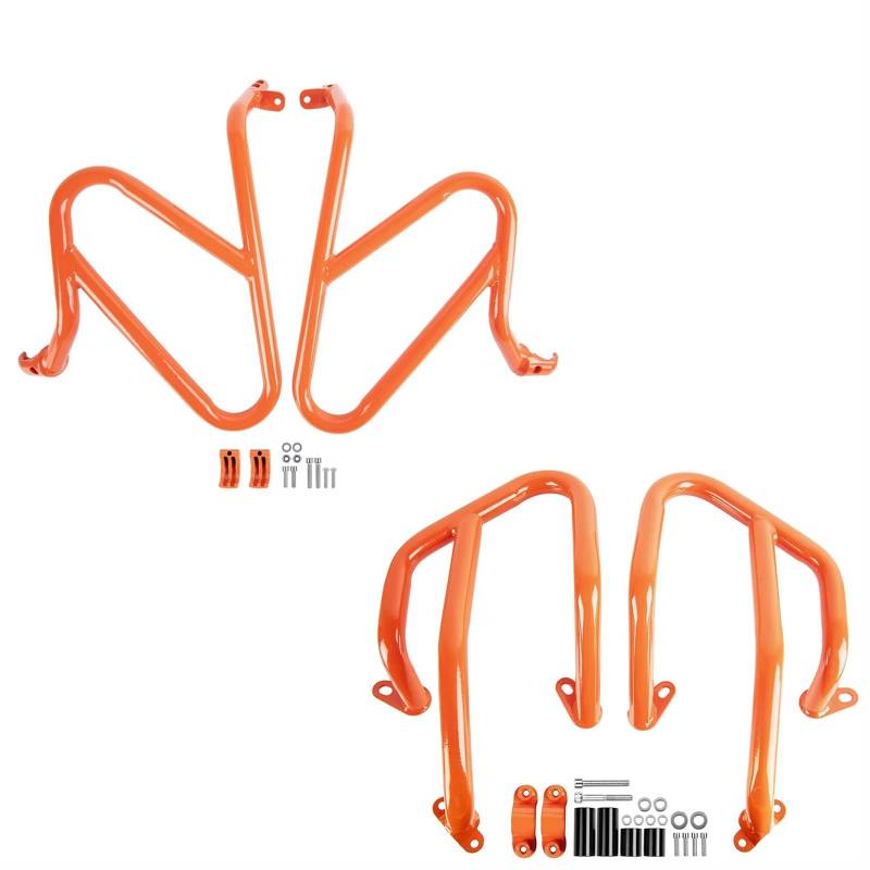 HUISI Passend for KTM 390 Adventure 390Adv ADV 2020-2023 2022 Motor-Autobahnschutz-Crash-Bar-Motorrad-Stoßfängerrahmen Oberer oder unterer Schutz(A Set-Orange) von HUISI