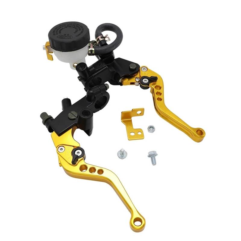 HUISI Universal 7/8" 22mm Motorrad Kupplung Bremse Hauptzylinder Reservoir Hebel Kit Flüssigkeit Reservoir Set Langlebig(Gold) von HUISI