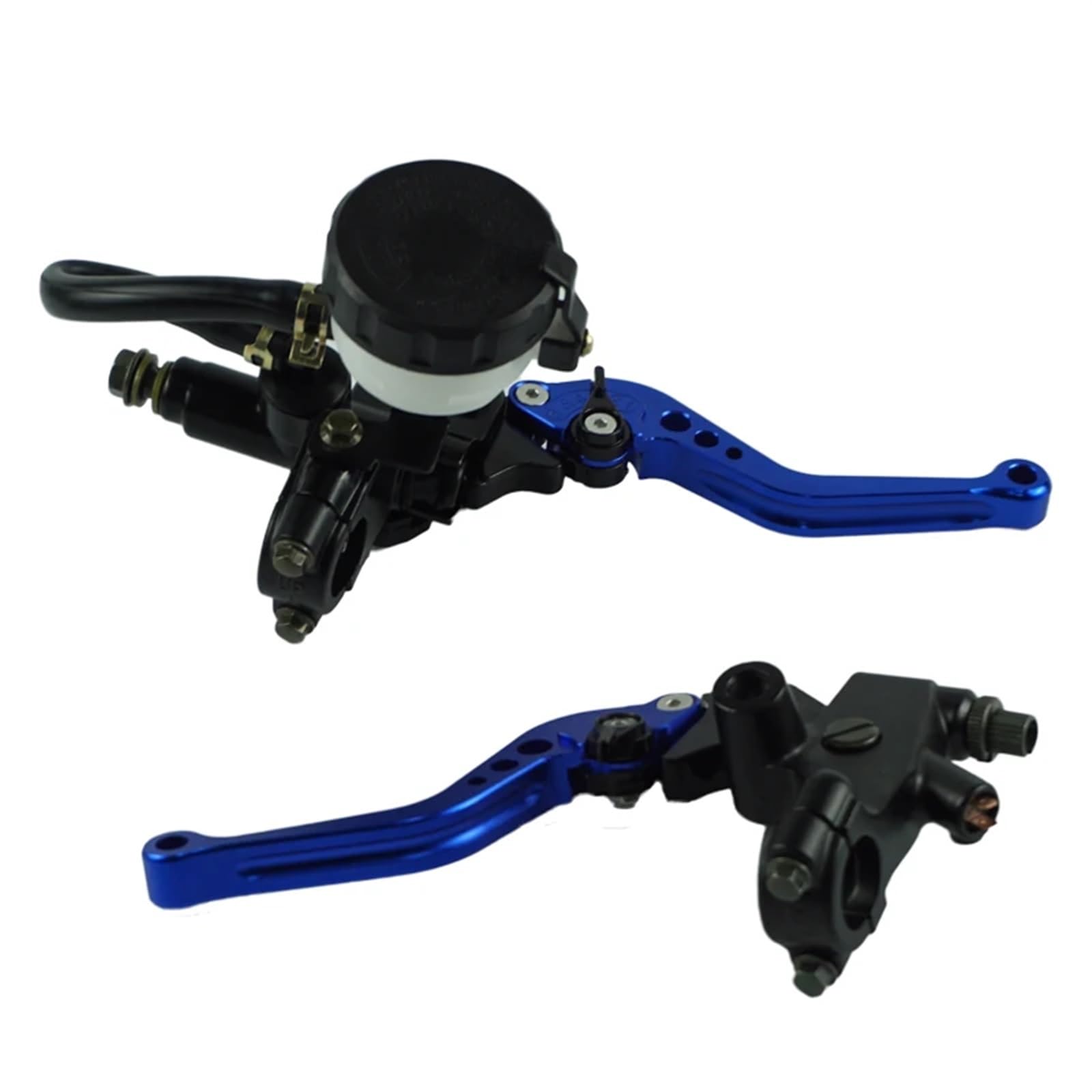 HUISI Universelles 7/8" verstellbares Motorrad-Hydraulikbremskupplungshebel-Hauptzylinder-Reservoir-Set, passend for Yamaha, passend for Suzuki, passend for Kawasaki(Blue) von HUISI