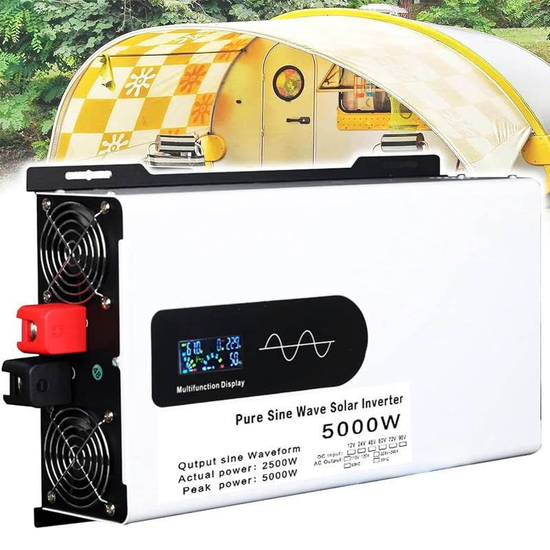 HUIZHITENGDA 2500W Reine Sinuswelle Inverter Peak Power 5000W 12 V 24 V 48 V 60 V 72 V DC zu 110 V/ 220 V AC Wechselrichter Niederfrequenz-Umrichter für Haus/Auto,12v to 220v von HUIZHITENGDA