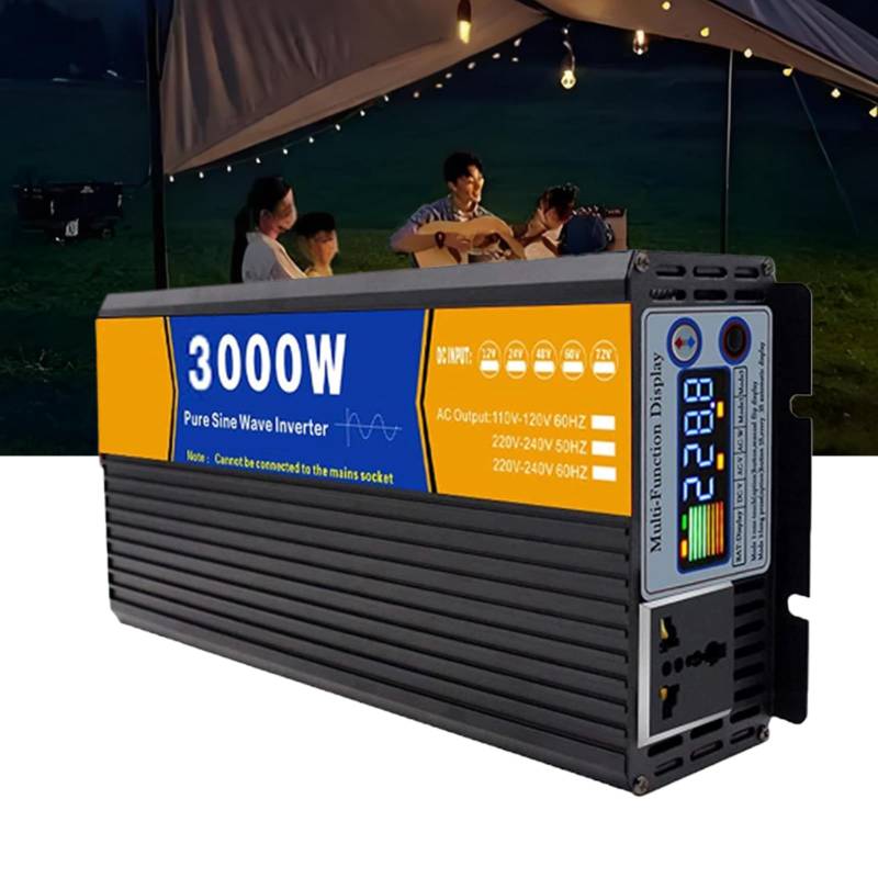 HUIZHITENGDA 3000-W-Wechselrichter DC 12 V 24 V 48 V 60 V 72 V auf AC 110 V/220 V Spannungswandler-Transformator Solar-Digitalanzeige-Wechselrichter für Wohnmobil, LKW,12V to 110V von HUIZHITENGDA