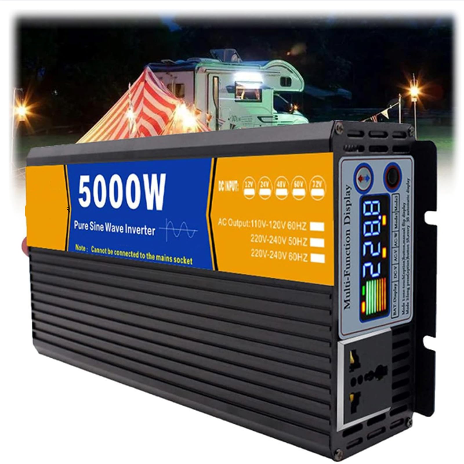 HUIZHITENGDA 5000W Watt Pure Sinus-Wellen-Energie-Inverter,DC 12V-72V Zu AC 110V 220V Mit Wechselstrom-Ausgängen Reine Sinus-Welle Auto-Konverter Für LKW, Haus, Fahrzeuge, Boot,12v to 220v von HUIZHITENGDA