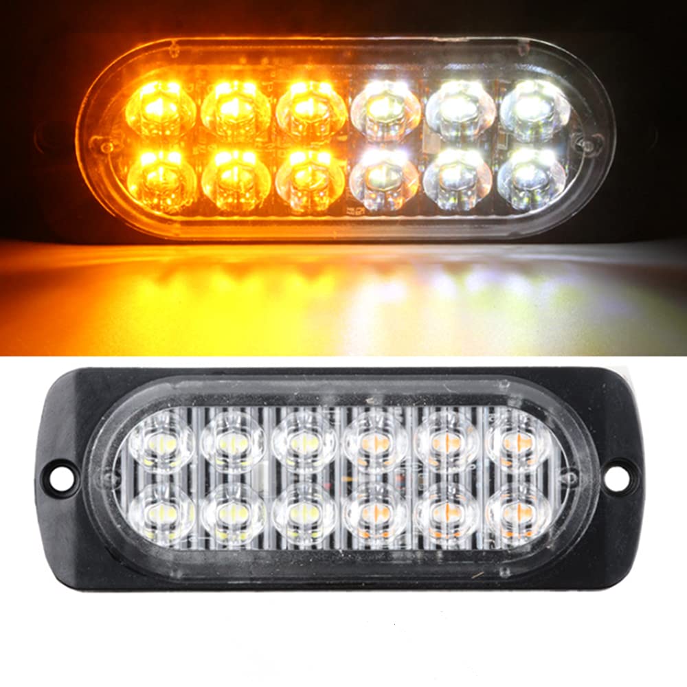 HULX Seitenmarkierungsleuchten, 4 STÜCKE 12LED Side Marker Lights Auto-Markierungsleuchten Autoseiten-Anzeigelampen 12V 24V Vordere Heckleuchte Positionsleuchten für LKW-Anhänger (Weiß + Gelb) von HULX