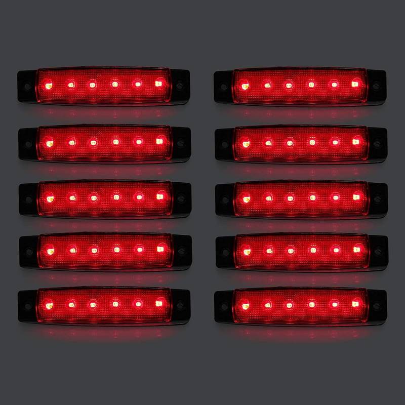 Seitenmarkierungsleuchten, 10 Stück Side Marker Lights Auto-Markierungsleuchten Autoseiten-Anzeigelampen 6SMD LED Vordere Heckleuchte Positionsleuchten 12V für Auto-Wohnmobil-LKW-LKW (Rot) von HULX