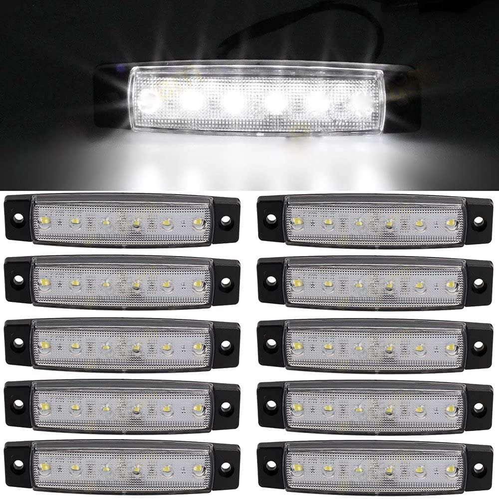 Seitenmarkierungsleuchten, 10 Stück Side Marker Lights Auto-Markierungsleuchten Autoseiten-Anzeigelampen 6SMD LED Vordere Heckleuchte Positionsleuchten 12V für Auto-Wohnmobil-LKW-LKW (Weiß) von HULX