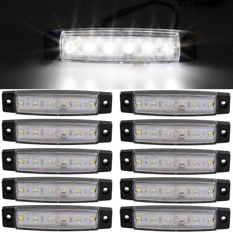 Seitenmarkierungsleuchten, 10 Stück Side Marker Lights Auto-Markierungsleuchten Autoseiten-Anzeigelampen 6SMD LED Vordere Heckleuchte Positionsleuchten 12V für Auto-Wohnmobil-LKW-LKW (Weiß) von HULX