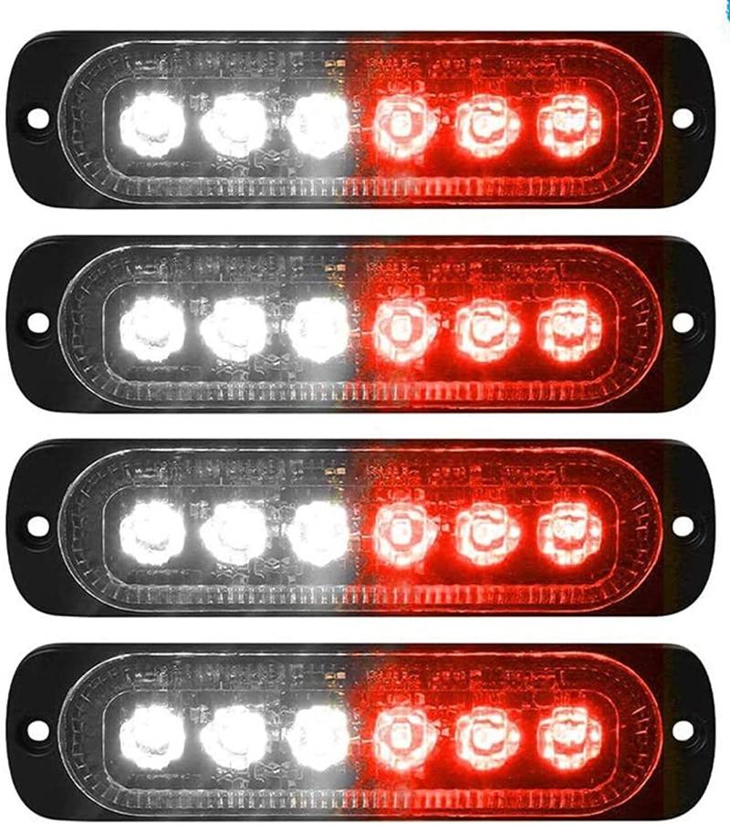 Seitenmarkierungsleuchten, 4 STÜCKE 6LED Side Marker Lights Auto-Markierungsleuchten Autoseiten-Anzeigelampen 12V 24V Vordere Heckleuchte Positionsleuchten für LKW-Anhänger (Weiß + Rot) von HULX