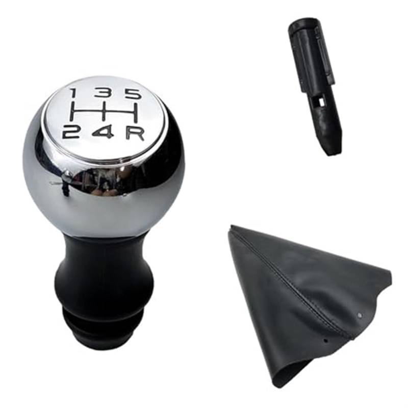 Auto Schaltknaufkopf Für Citroen für C2 für C3 für C4 Auto Schaltknauf Hebel Shifter Griff Stick 5 Speed ​​Shifter Knob(‎Chrome Black) von HUMUTWCWP