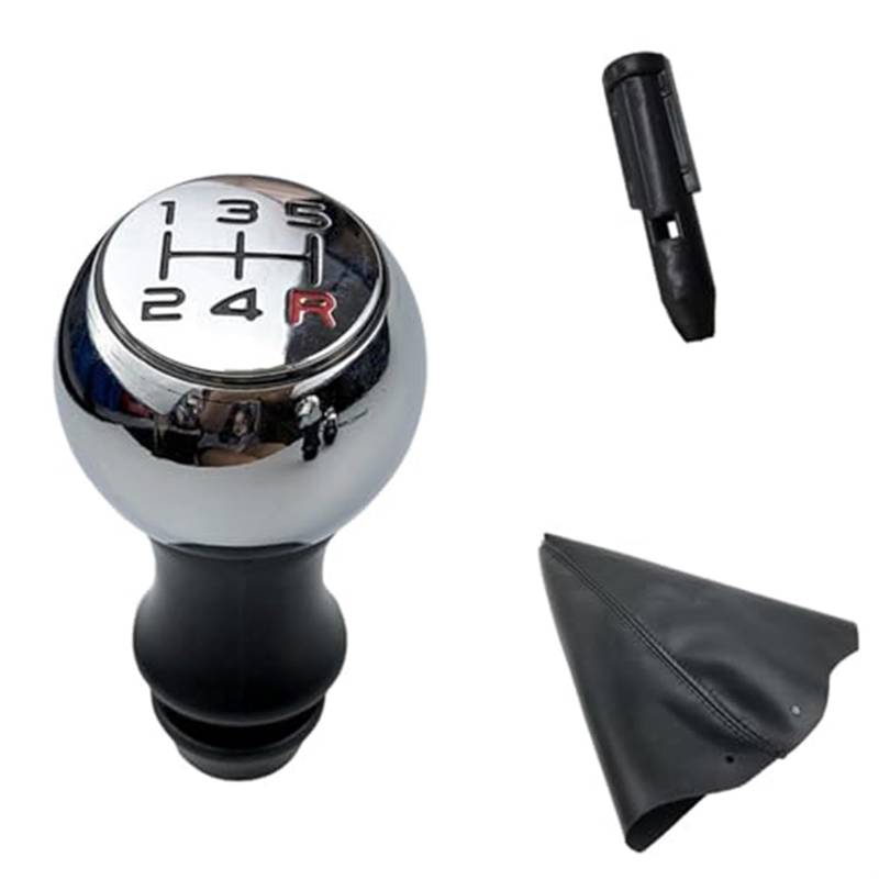 Auto Schaltknaufkopf Für Citroen für C2 für C3 für C4 Auto Schaltknauf Hebel Shifter Griff Stick 5 Speed ​​Shifter Knob(‎Chrome Black Red) von HUMUTWCWP