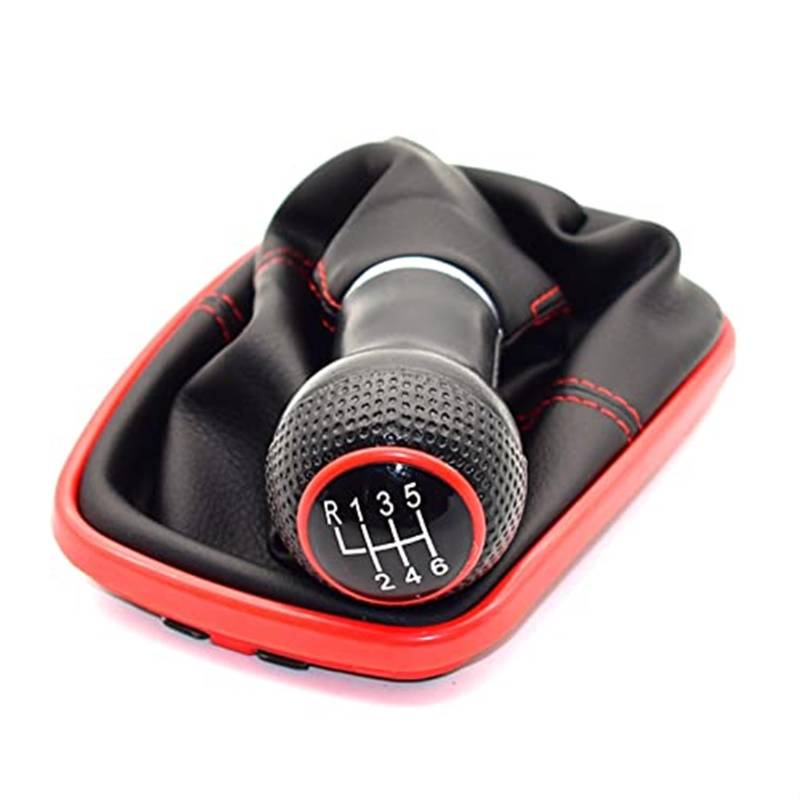 Auto Schaltknaufkopf Für VW 1999-2004 Für Golf 4 IV MK4 Für GTI R32 Für Bora Für Jetta MT 12mm 5/6 Geschwindigkeit Auto Schaltknauf Hebel Shifter Gaitor Boot(‎Red) von HUMUTWCWP