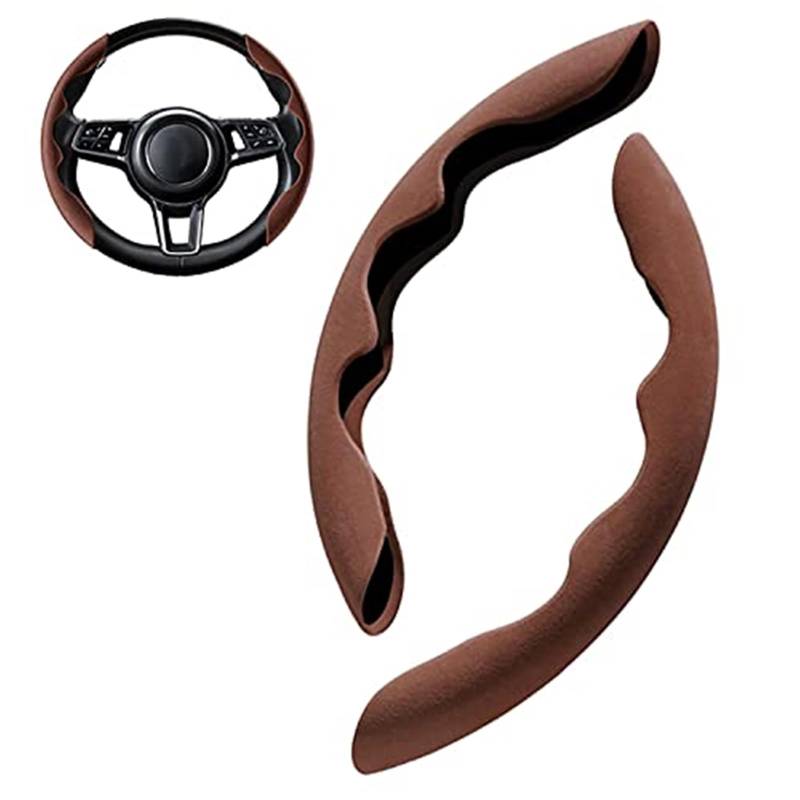 Couverture Volant Voiture Für Für Sportage Für Stonic Für XCeed Leder Anti-Rutsch-Segmentierte Autolenkabdeckung 2 Stück Autolenkradabdeckung(- Coffee) von HUMUTWCWP